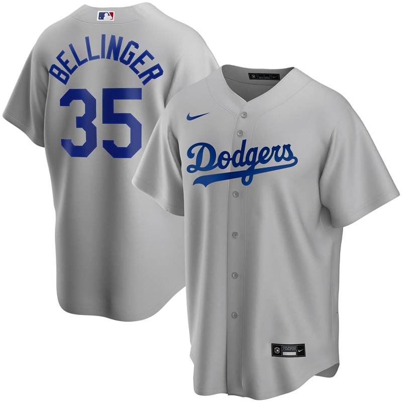 2020 MLB Men Los Angeles Dodgers Cody Bellinger Nike Gray Alternate 2020 Replica Player Jersey 1